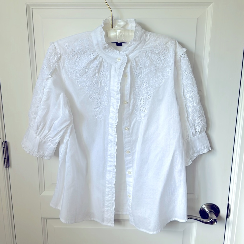 J Crew Eyelet Feminine Blouse